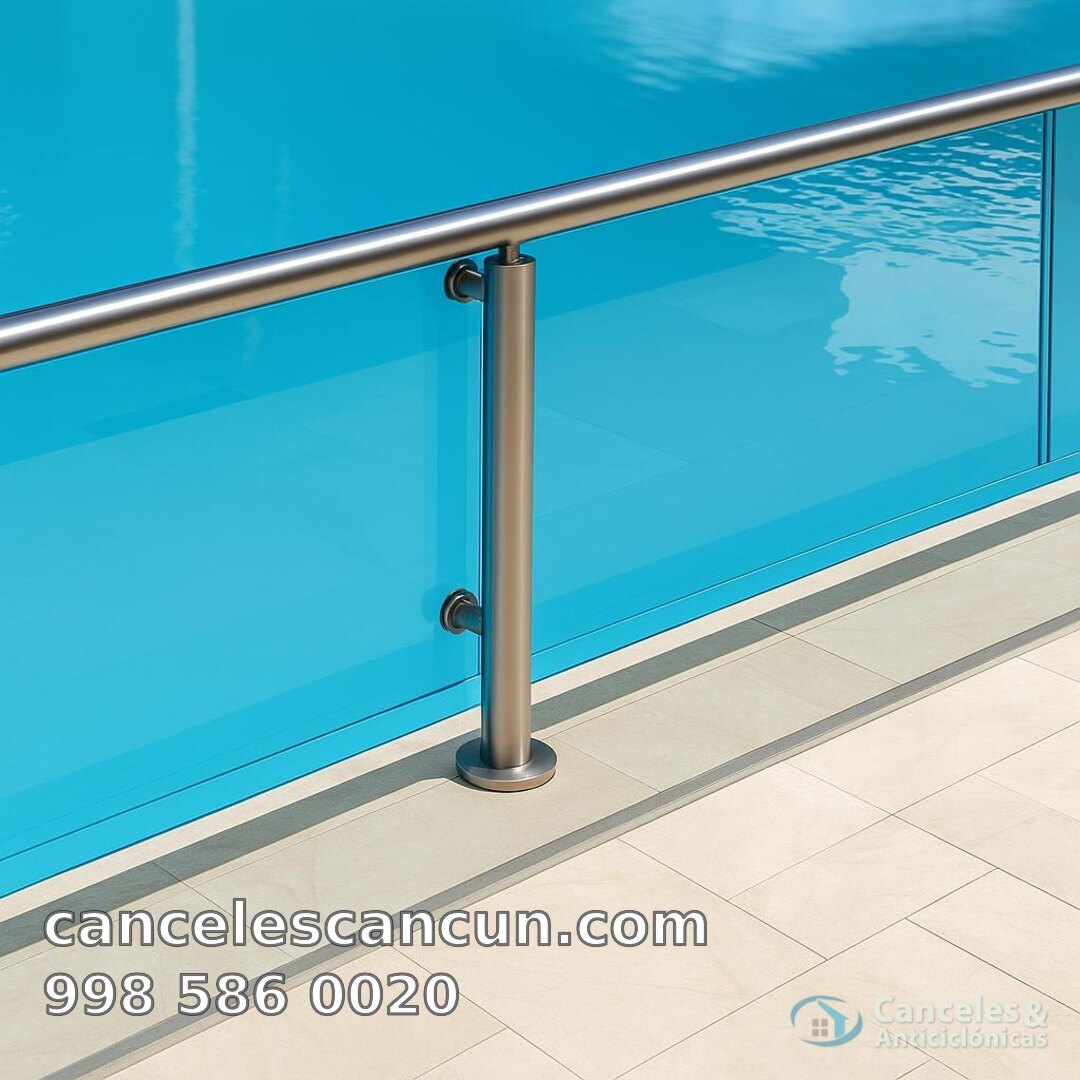 barandal de cristal para alberca en Cancún: barandal alberca
