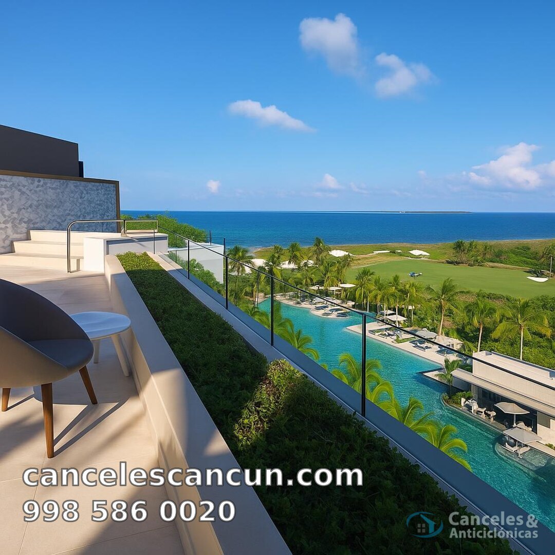 barandal exterior de cristal en Cancún: barandal exterior