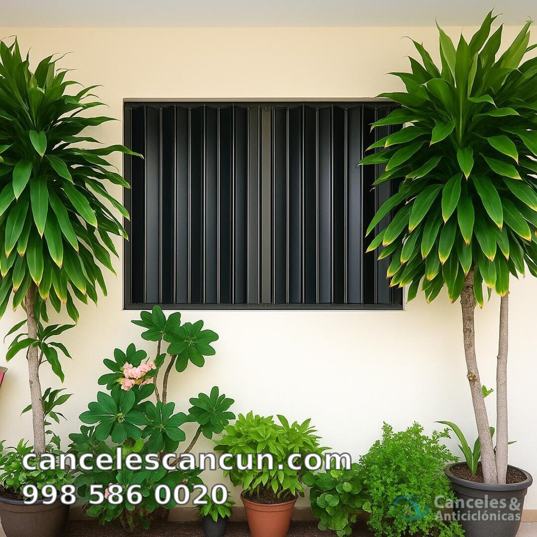 cortina antihuracán tipo acordeón en Cancún: cortina antihuracan acordeon